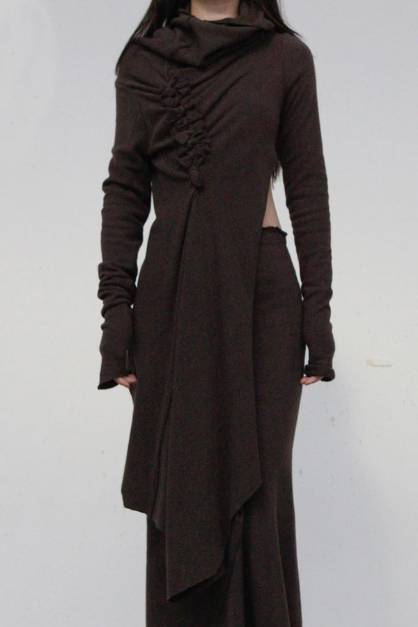 Marc le bihan top cutting ball collar skirt 2760 Terre